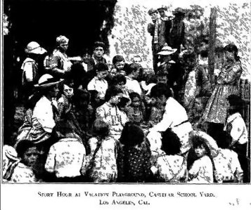 STORY HOUR AT VACATION PLAYGROUND, CASTELAR SCHOOL YARD, LOS ANGELES, CAL.