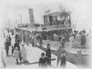 The Steamer 'Tahoe', at the Wharf, just before starting around the Lake