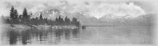 Mount Tallac, Rubicon Peaks, etc., from Long Wharf at Al Tahoe, Lake Tahoe