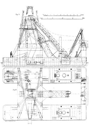 FLOATING ELEVATOR AND SPOIL DISTRIBUTOR FOR THE BALTIC SEA CANAL.--FIGS. 2, 3