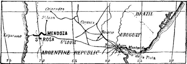 FIG. 2.—DIRECTION LINE OF THE RAILWAY THROUGH THE ANDES.