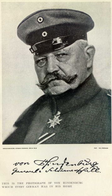 This is the photograph of von Hindenburg which very German has in his home