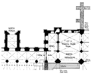 PLAN SHOWING PROBABLE SITUATION OF LIBRARY OF WELLS CATHEDRAL IN THE THIRTEENTH CENTURY.