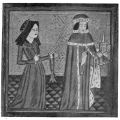 PLATE XXIV  DUKE HUMFREY AND ELEANOR OF GLOUCESTER JOINING THE CONFRATERNITY OF ST. ALBANS  ANCIENT ROOF OF DUKE HUMFREY’S LIBRARY, SHOWING THE ARMS OF THE UNIVERSITY AND OF SIR THOMAS BODLEY