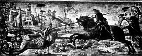 S. GEORGE AND THE DRAGON FROM THE PAINTING BY CARPACCIO At S. Giorgio dei Schiavoni