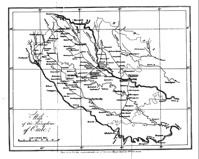 Map of the Kingdom of Oude, showing the author's route