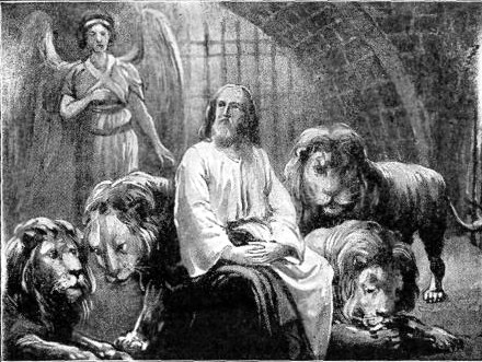 DANIEL IN THE DEN OF LIONS  "My God hath sent His angel, and hath shut the lions' mouths, that they have not hurt me." Dan. 6:22.