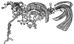 Fig. 7. QUETZAL, TEMPLE OF THE CROSS, PALENQUE.