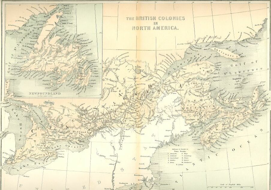 Map of British Colonies in North America