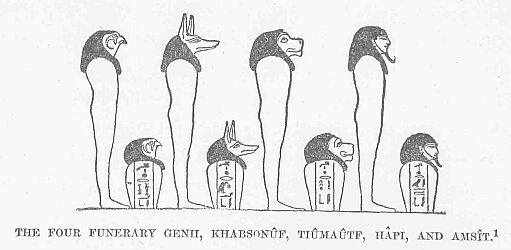 204.jpg the Four Funerary Genii, KhabsonÛf, TiÛmaÛtf, Hapi, and AmsÎt. 1 