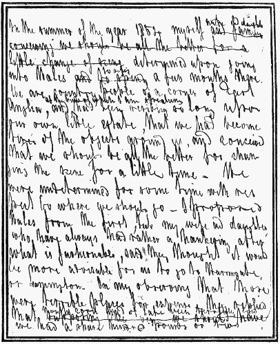 FACSIMILE OF THE FIRST PAGE OF WILD WALES  From the original Manuscript in the possession of the Author of 'George Borrow and his Circle.'