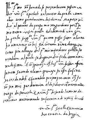 Reduced facsimile of a letter written by Lucretia Borgia to Marchese Gonzaga.