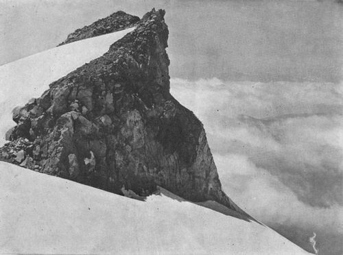 Great Crag on the ridge separating the North and South Tahoma Glaciers.