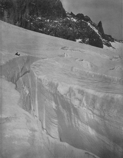 A perilous position on the edge of a great crevasse.