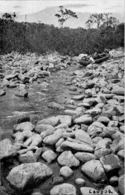 Canoe being taken along an Artificial Canal made by Author and his Men.