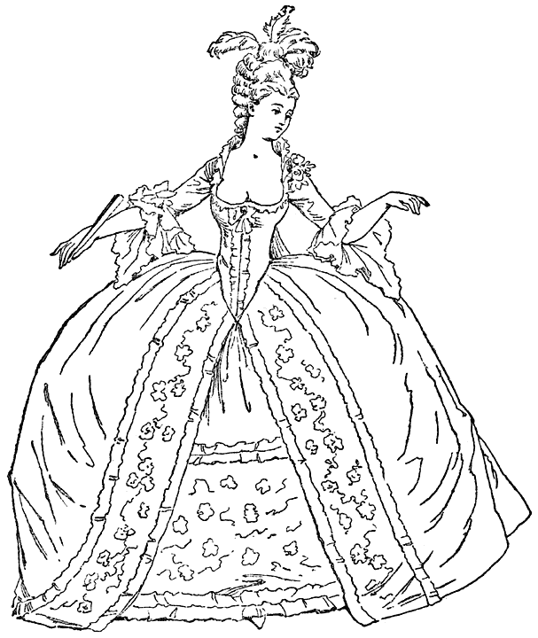 72. Fransche Hofdame in Crinoline, omstreeks 1760,