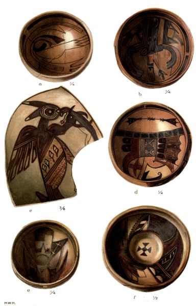 PL. CXLVI— BOWLS AND POTSHERD WITH FIGURES OF BIRDS FROM SIKYATKI