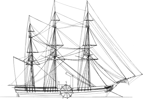 Figure 3.—Marestier's sketch of the Savannah (from plate 8 in Withington's translation of the Marestier report).