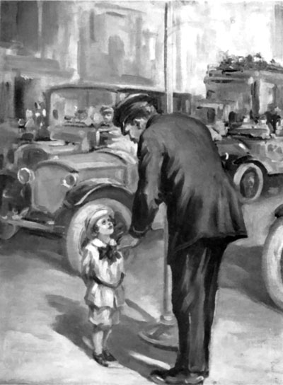 Sunny Boy was speaking to the tall policeman who directed traffic from the center of the street.  (See Page 193)