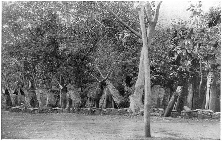 DANCING-GROUND ON VAO, WITH ANCESTOR HOUSES.