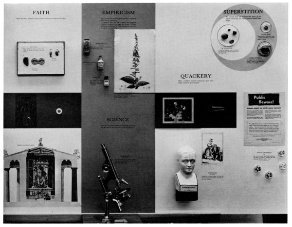 Figure 10.—An exhibit on superstitions, empiricism,     magic, and faith healing