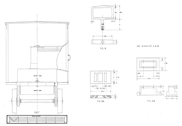 Figure 28.—Rear elevation of Pioneer and detail of valve shifter; valve face and valve.