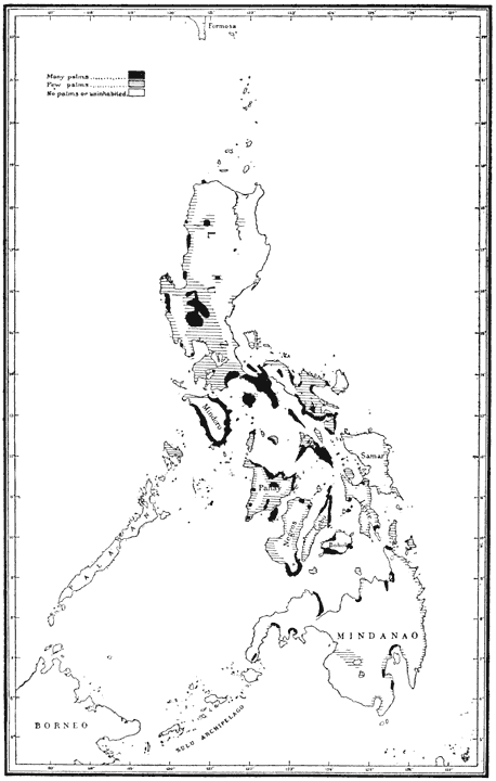 Plate XXIX. Distribution of the Buri Palm.