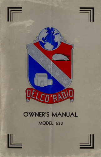 DELCO RADIO OWNER'S MANUAL MODEL 633