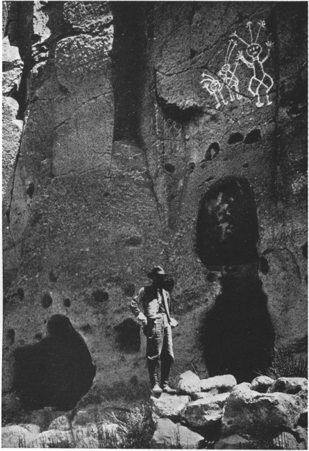 Above this entrance to a cliff dwelling in the Jemez Forest are drawings by the prehistoric inhabitants