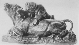 From the collection of the late Cyrus J. Lawrence, Esq.  Bull thrown to Earth by a Bear  ("TAUREAU TERRASSÉ PAR UN OURS")  From a bronze by Barye