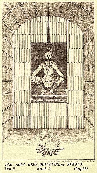 Lith. of Ritchies & Dunnavant Richmond, Va. Idol call'd, OKEÈ, QUIÓCCOS, or KIWASA. Tab. 11      Book 3      Pag. 155