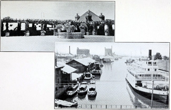 1. Roof Garden, Stockton Hotel. 2. Head of San Joaquin River, Stockton.