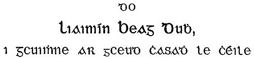 Do Liaimin Beag Dub, i gcuimne ar gceud casad le ceile