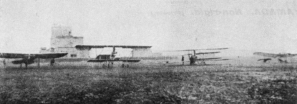 Bleriot (since wrecked). Tokogawa. Wright. Grade. Army Flying School ground.