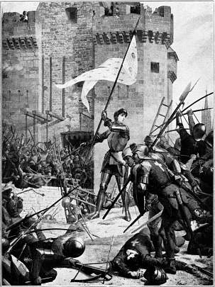 De belegering van Orléans.--Naar een muurschildering van Lenepveu in het Panthéon.