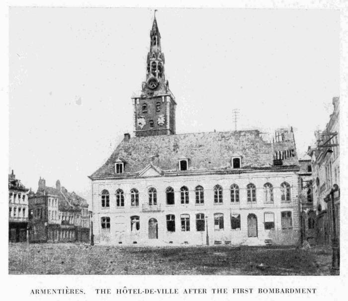 ARMENTIÈRES. THE HÔTEL-DE-VILLE AFTER THE FIRST BOMBARDMENT