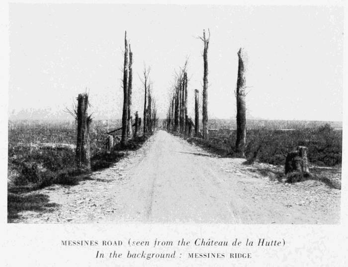 MESSINES ROAD (seen from the Château de la Hutte) In the background: MESSINES RIDGE