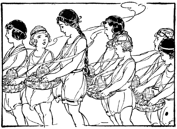 Illustration: The little maidens walked soberly together