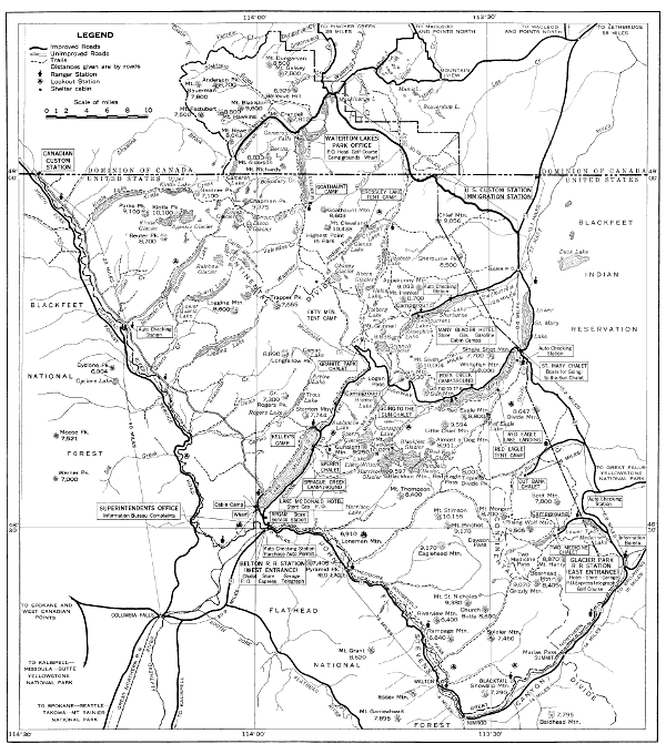 (foldout) MAP OF WATERTON-GLACIER INTERNATIONAL PEACE PARK