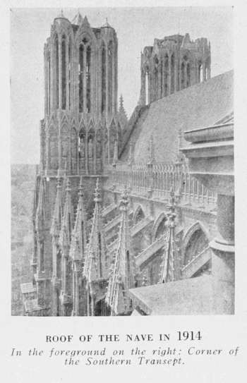 ROOF OF THE NAVE IN 1914 In the foreground on the right: Corner of the Southern Transept.