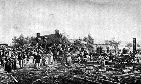 An Early Railroad Train in England