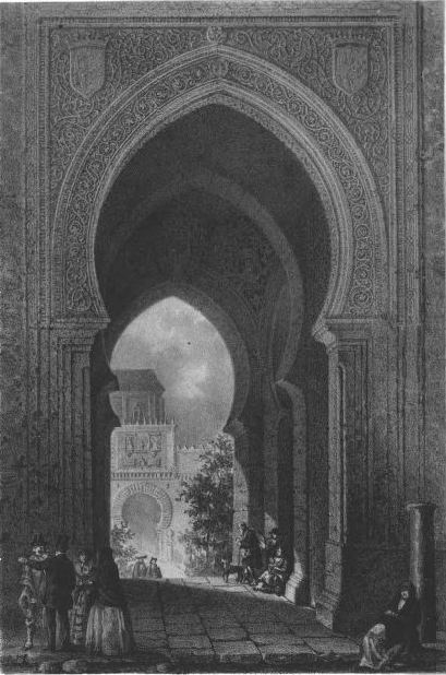 Dibº. del nat.l y litª. por F. J. Parcerisa Lit. de; J. Donon, Madrid.; PUERTA DEL PERDON.; (Catedral de Córdova.)