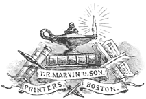 T.R. MARVIN & SON, PRINTERS, BOSTON.