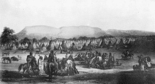 "ENCAMPMENT OF THE PIEKANN INDIANS"  Karl Bodmer, 1833