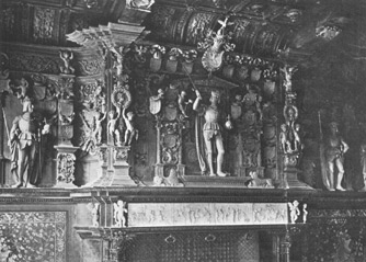 CARVED WOODEN MANTLEPIECE