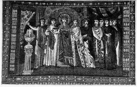 L'impératrice Théodora: Mosaïque de San Vitale, à Ravenne.