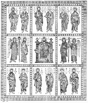 Émaux byzantins du reliquaire de Limbourg.  (Didron, Annales archéologiques.)