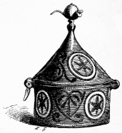 Pyxide en cuivre émaillé. Limoges. XIIIe siècle. (Musée du Louvre.)