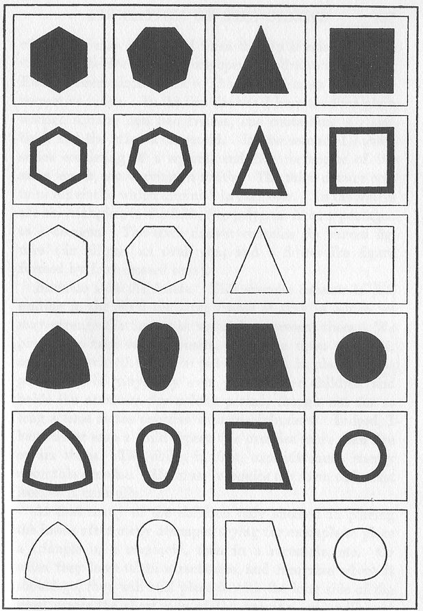 Some of the Card Forms used in the exercises with the three series of cards.