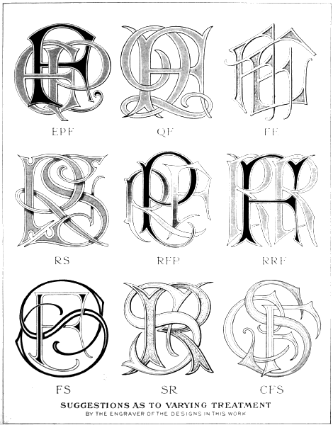 SUGGESTIONS AS TO VARYING TREATMENT BY THE ENGRAVER OF THE DESIGNS IN THIS WORK